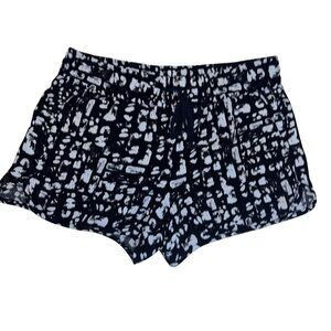 Banana Republic XS Petite Womens Black & White Abstract Print Elastic Waist Shor